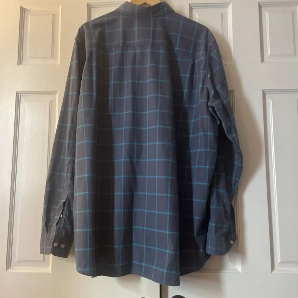 L.L. Bean Men’s Slightly Fitted Navy Stretch Plaid Button Down Shirt XXL Tall - Picture 5 of 5